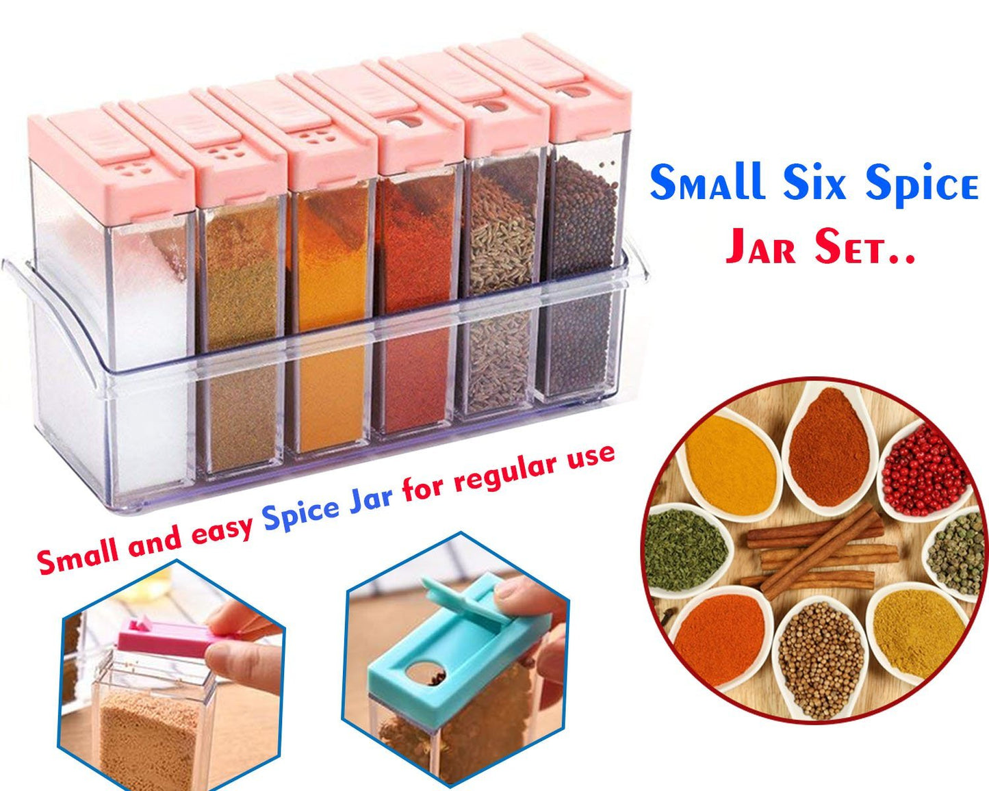 Plastic Spice Jars (6 Pcs)