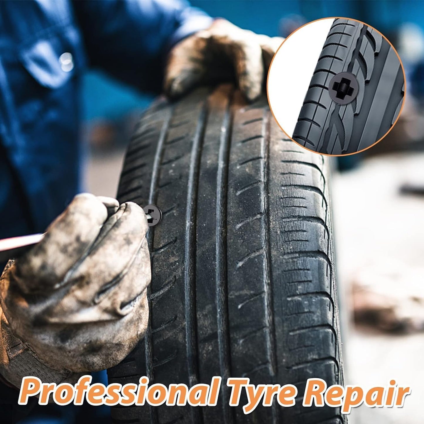 Tire Repair Rubber Nail Car Tire Repair Nails Tire Repair Rubber Screws Black (10 Pcs Set)