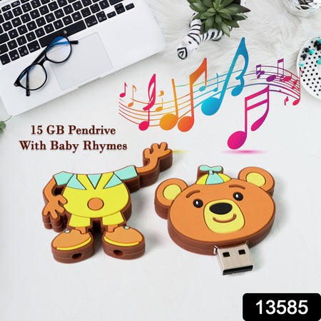 Portable Cartoon Shape Silicone Usb Pen Drive Flash Disk (15 Gb With Baby Rhymes Song 1 Pc)