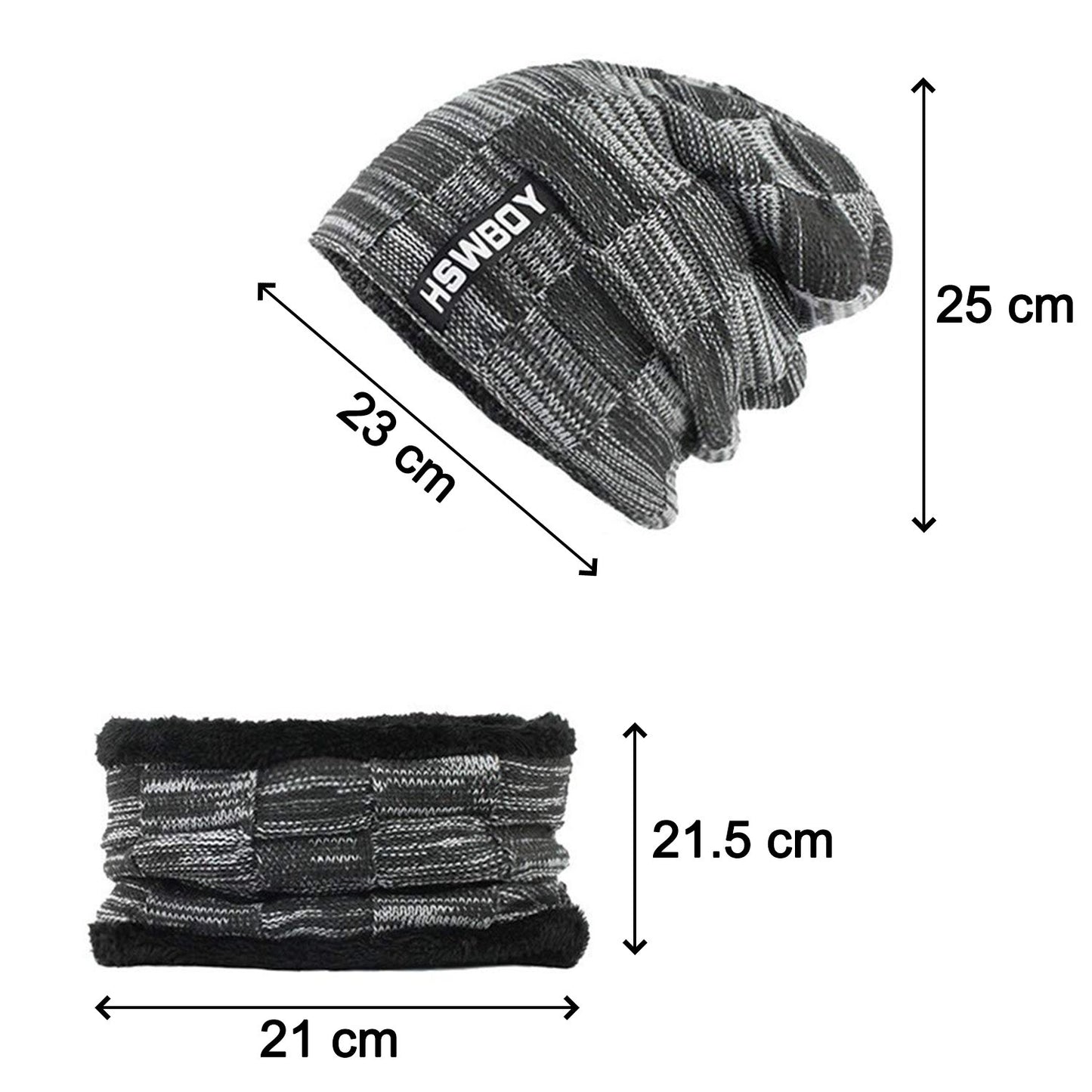 Ultra Soft Unisex Woolen Beanie Cap and Muffler Scarf