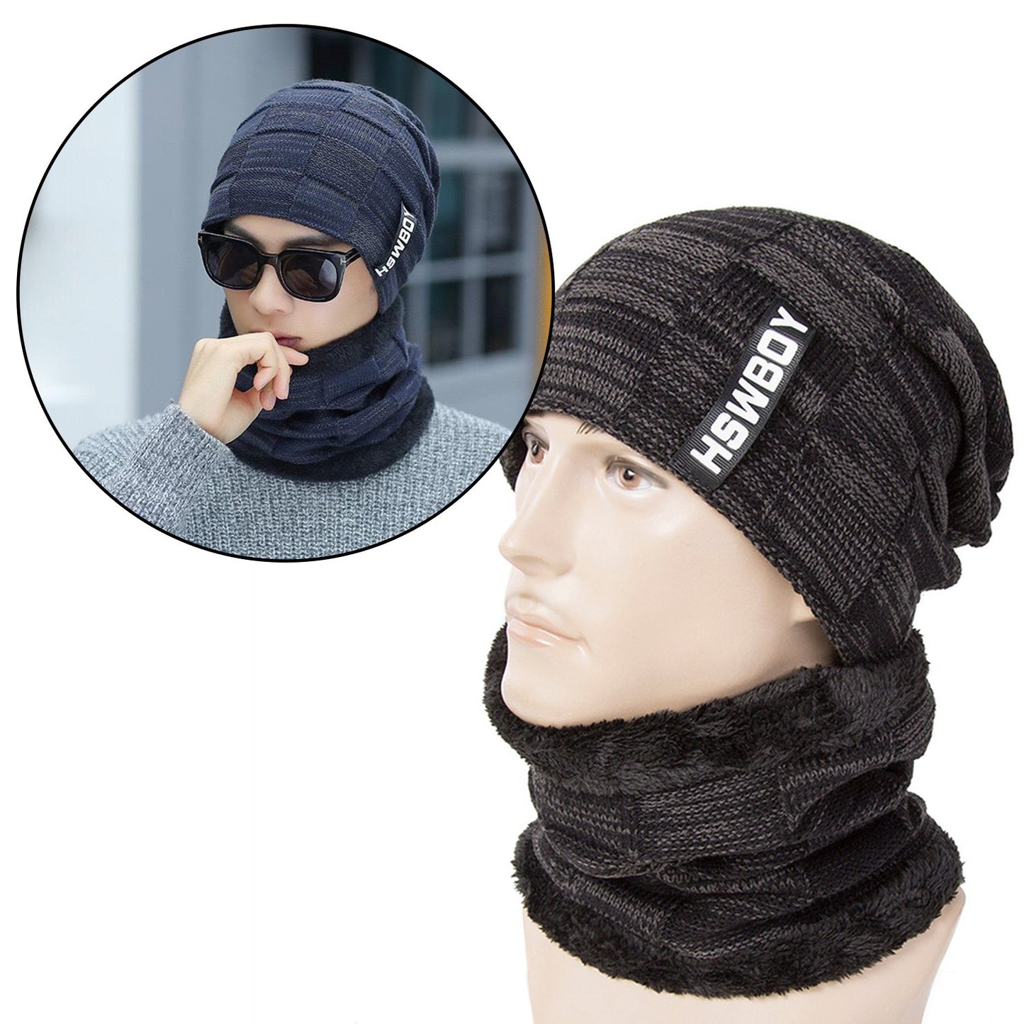Ultra Soft Unisex Woolen Beanie Cap and Muffler Scarf