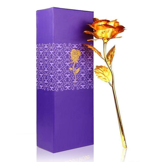 24k Artificial Golden Rosegold Red Rose With Gift Box