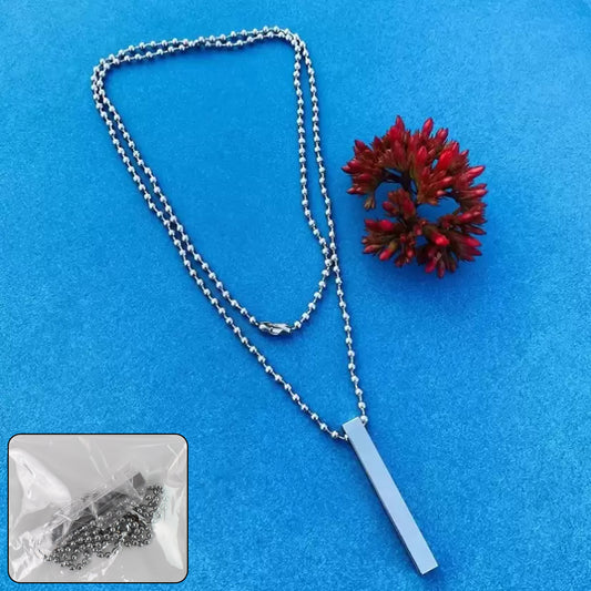 Plain Stick shaped Locket with Chain Stainless Steel Necklace