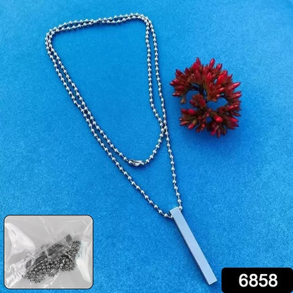 Plain Stick shaped Locket with Chain Stainless Steel Necklace