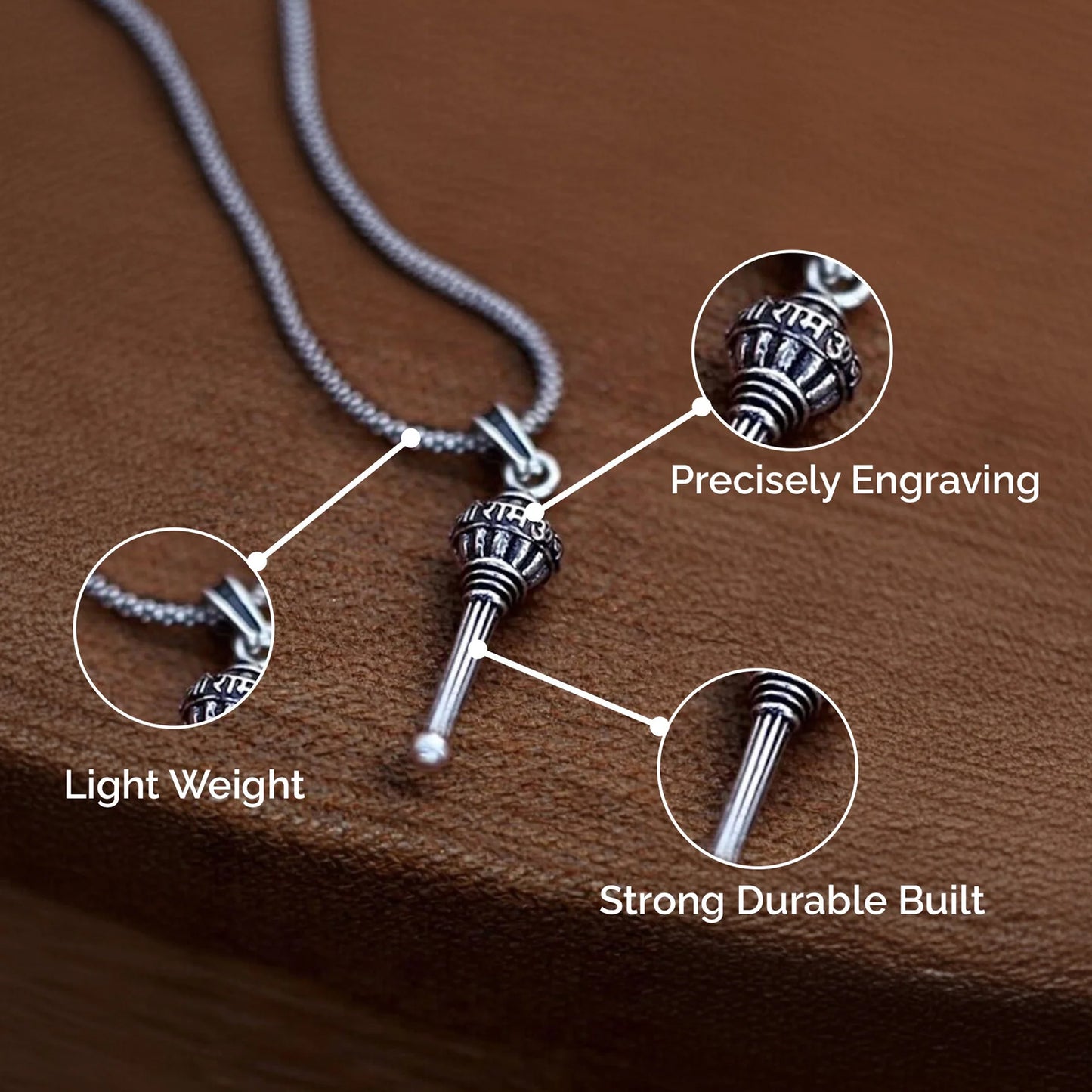 Lord Hanuman Gada Pendant With Chain
