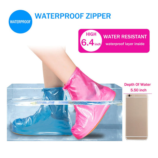 Plastic Shoes Cover Reusable Anti-slip Boots Zippered Overshoes Covers Snow Rain Boots For Kids adult Shoes For Rainy Season