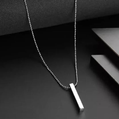Plain Stick shaped Locket with Chain Stainless Steel Necklace
