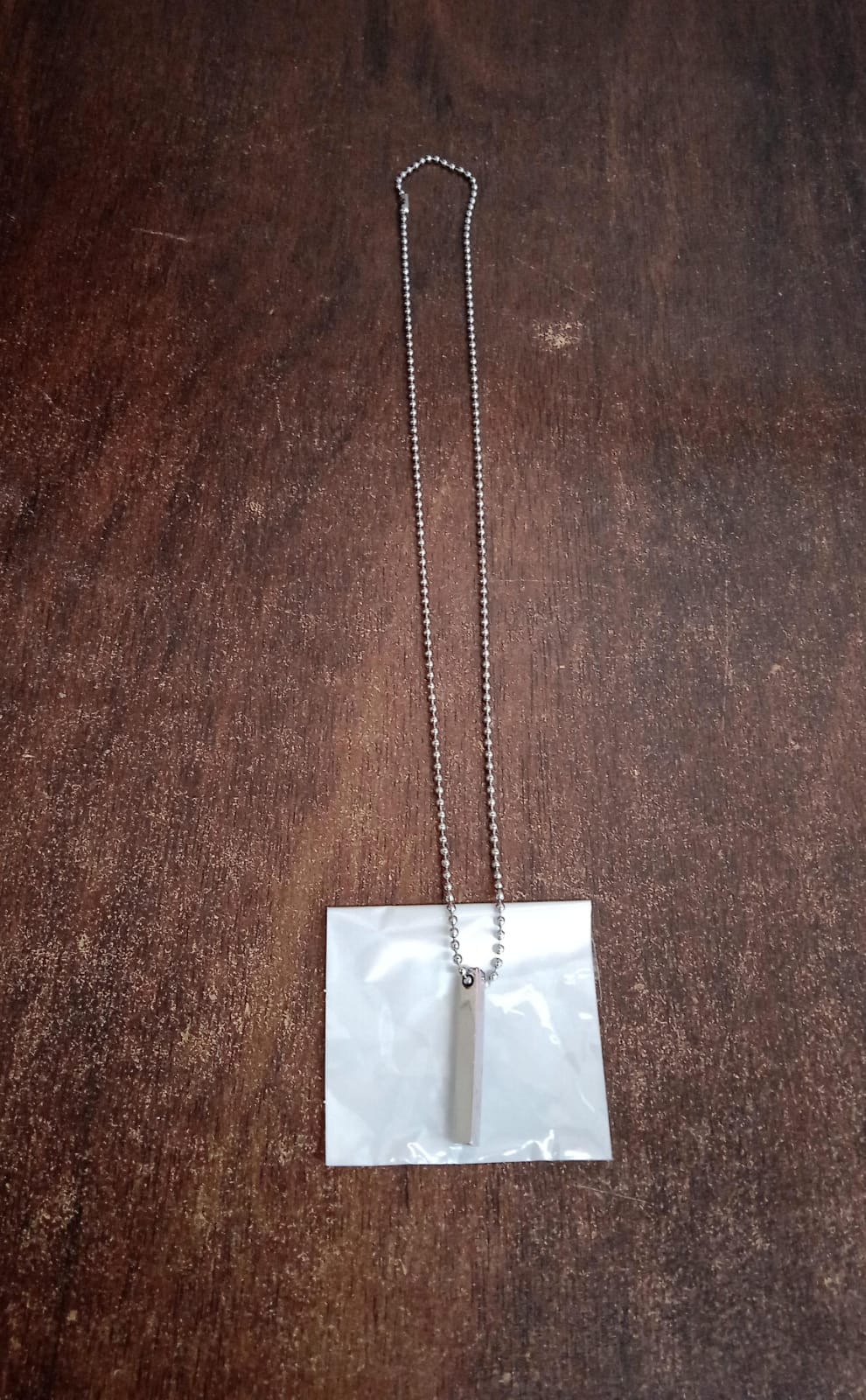 Plain Stick shaped Locket with Chain Stainless Steel Necklace