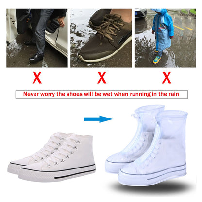 Plastic Shoes Cover Reusable Anti-slip Boots Zippered Overshoes Covers Snow Rain Boots For Kids adult Shoes For Rainy Season